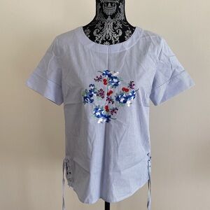 TRISTAN Embroidered Short Sleeve Blouse size M